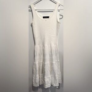 Lauren Ralph Lauren Knit Crochet Dress White Sleeveless lined cotton flare XS